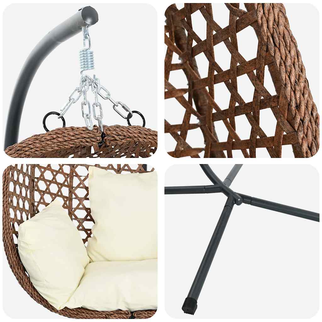 Hanging Egg Chair Light cream 104 x 100 x 191 cm Poly Rattan