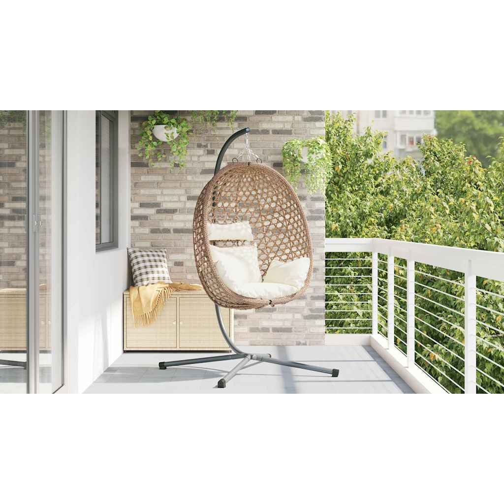 Hanging Egg Chair Light cream 104 x 100 x 191 cm Poly Rattan