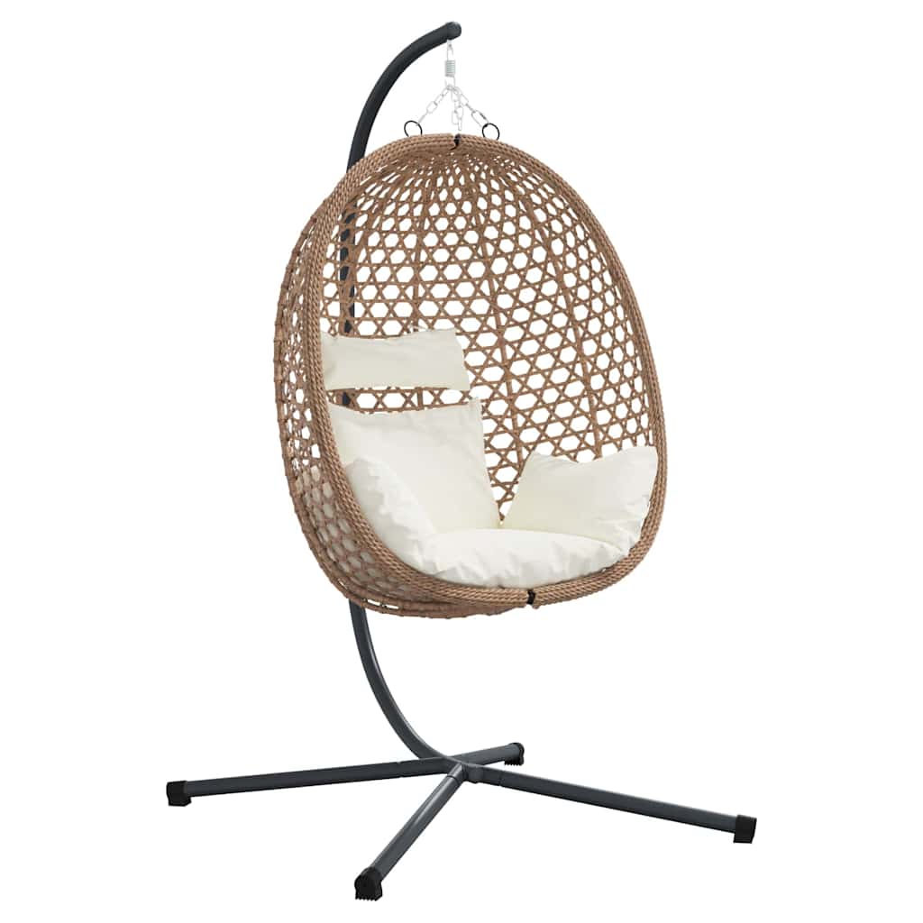 Hanging Egg Chair Light cream 104 x 100 x 191 cm Poly Rattan