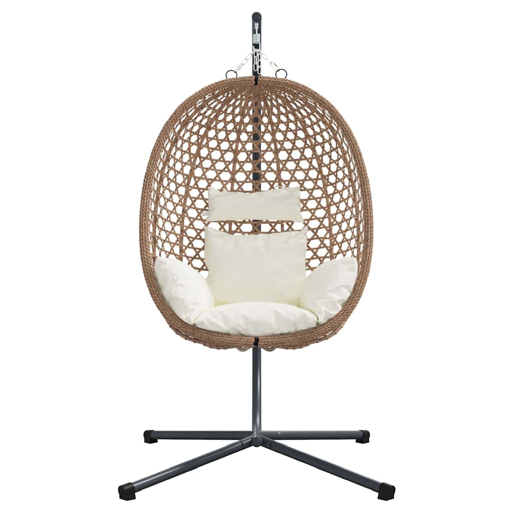 Hanging Egg Chair Light cream 104 x 100 x 191 cm Poly Rattan
