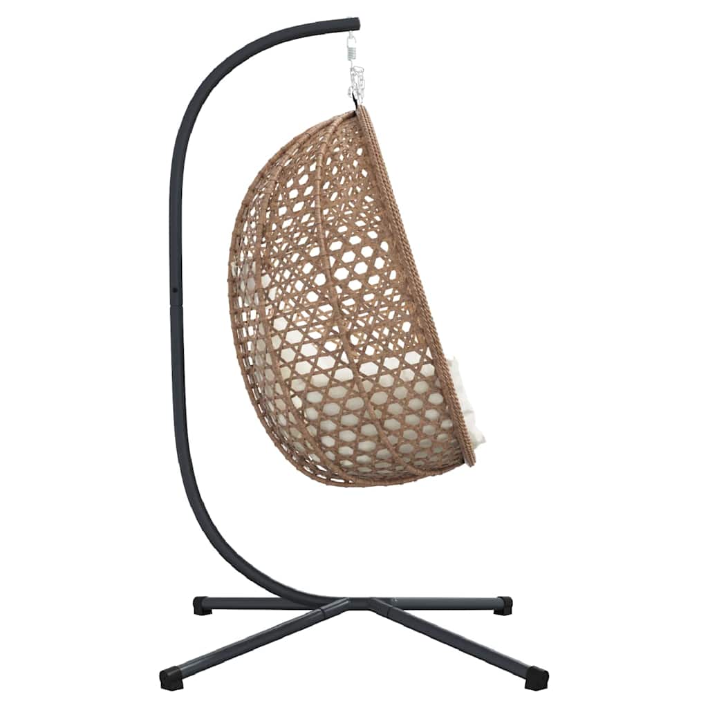 Hanging Egg Chair Light cream 104 x 100 x 191 cm Poly Rattan
