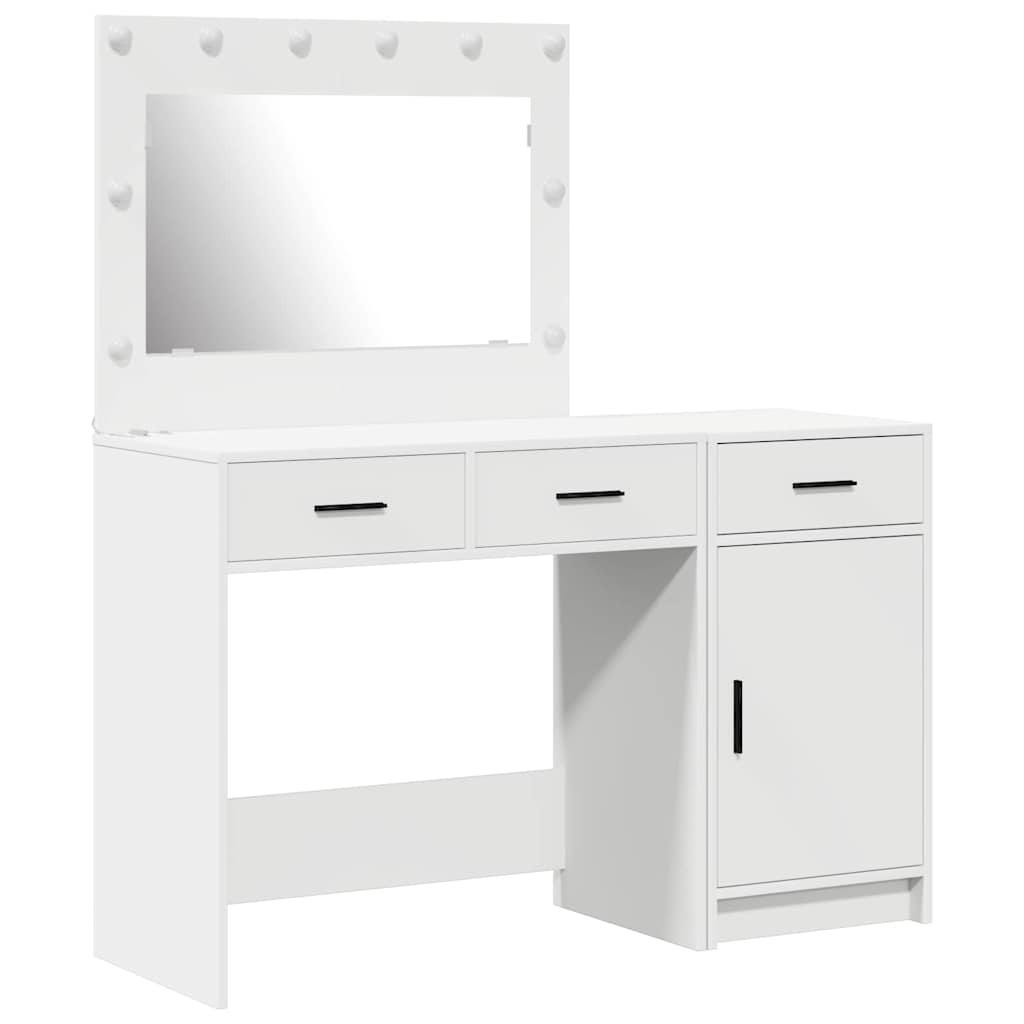 Dressing Table with Mirror Lights 2 pcs White Engineered wood