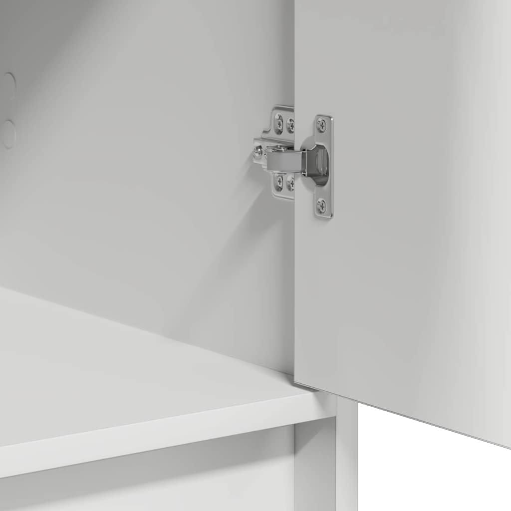 Dressing Table with Mirror Lights 3 pcs White Engineered Wood