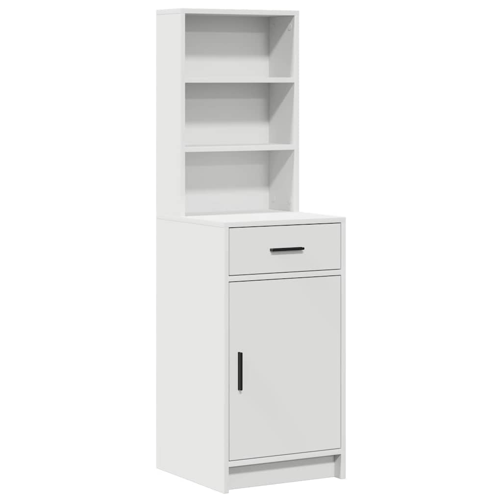 Dressing Table Set with LED 3 pcs White Engineered Wood