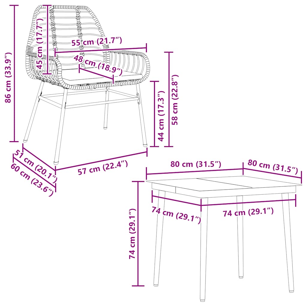 5 Piece Garden Dining Set with Cushions Black Poly Rattan Glass