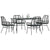 5 Piece Garden Dining Set with Cushions Black Poly Rattan Glass