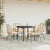 5 Piece Garden Dining Set with Cushions Brown Poly Rattan Glass