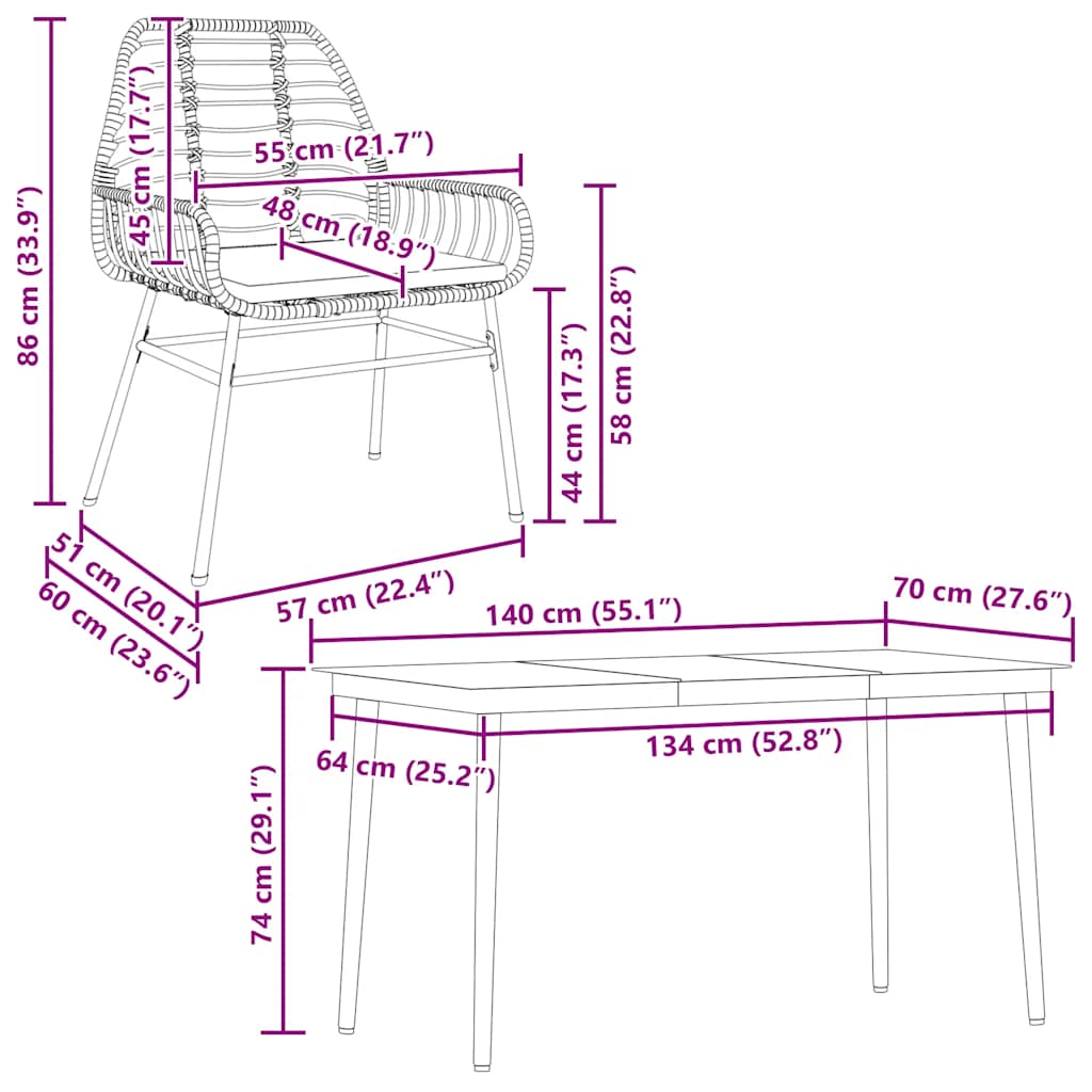 5 Piece Garden Dining Set with Cushions Brown Poly Rattan Glass