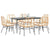 7 Piece Garden Dining Set with Cushions Brown Poly Rattan Glass