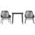 3 Piece Garden Dining Set with Cushions Black Poly Rattan Glass