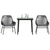 3 Piece Garden Dining Set with Cushions Black Poly Rattan Glass