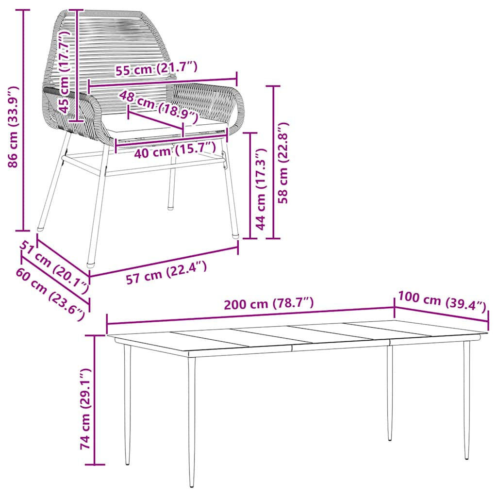 9 Piece Garden Dining Set with Cushions Black Poly Rattan Glass