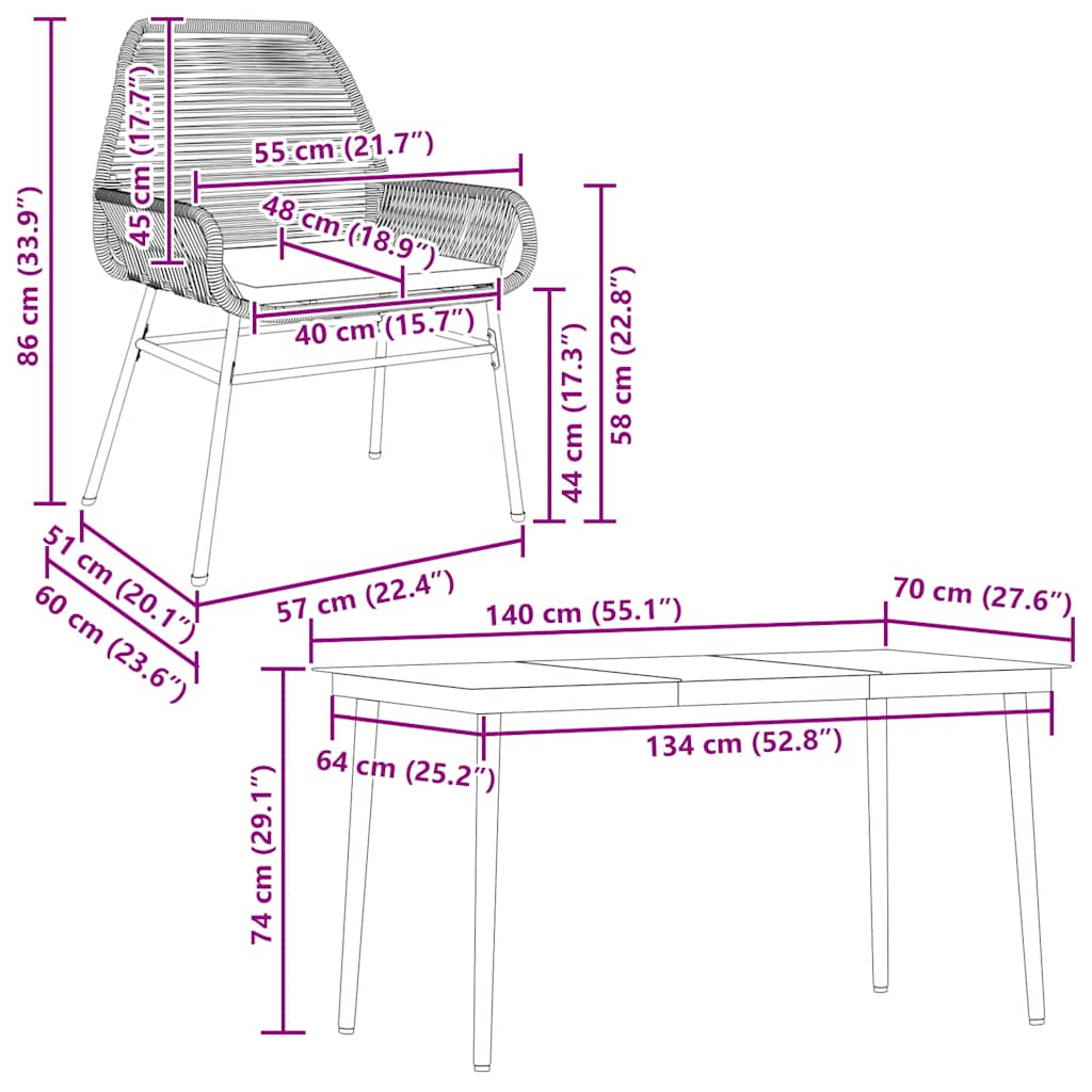 5 Piece Garden Dining Set with Cushions Brown Poly Rattan Glass