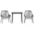 3 Piece Garden Dining Set with Cushions Grey Poly Rattan Glass