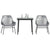 3 Piece Garden Dining Set with Cushions Grey Poly Rattan Glass