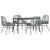 5 Piece Garden Dining Set with Cushions Grey Poly Rattan Glass