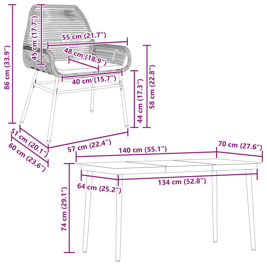 5 Piece Garden Dining Set with Cushions Grey Poly Rattan Glass