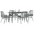 5 Piece Garden Dining Set with Cushions Grey Poly Rattan Glass