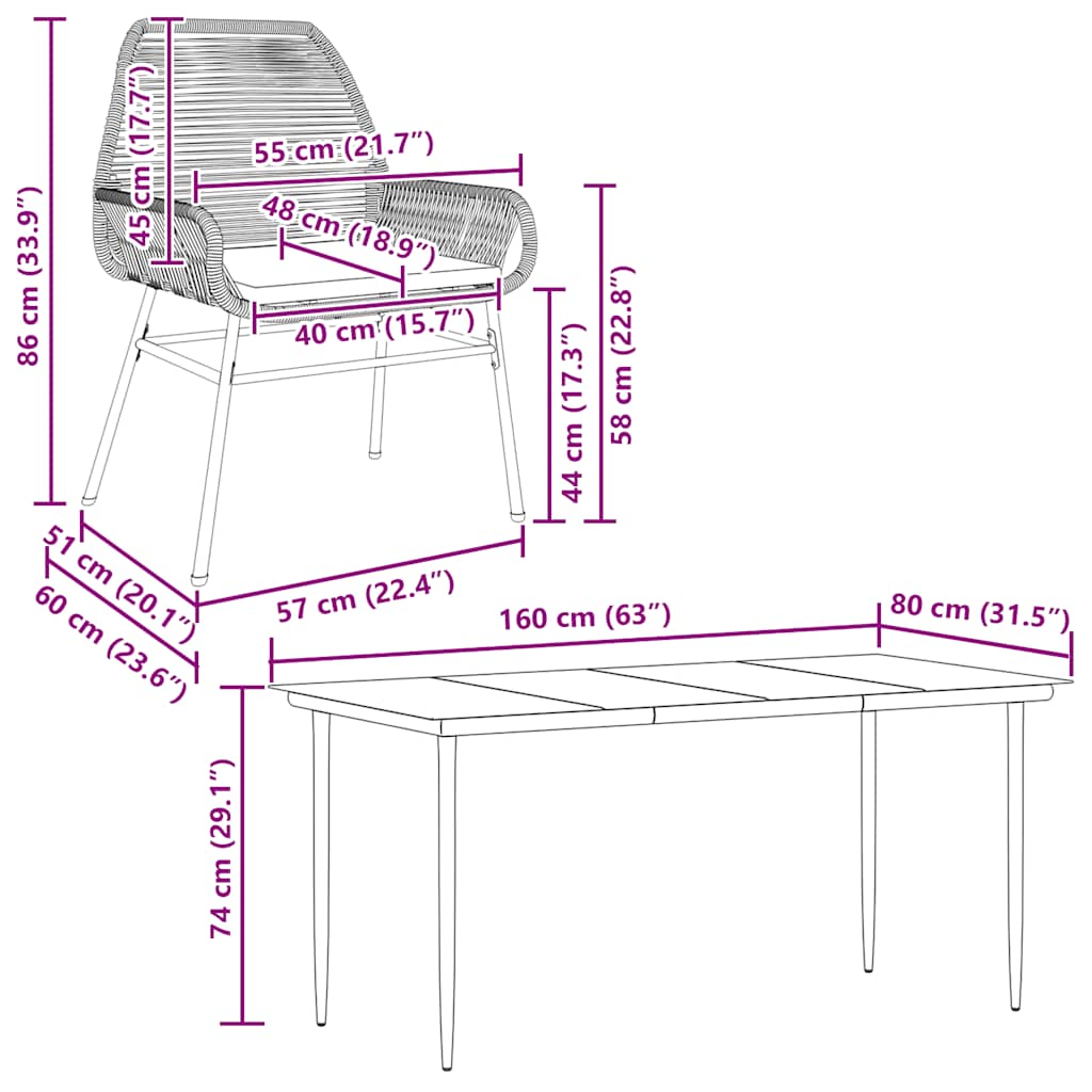 7 Piece Garden Dining Set with Cushions Grey Poly Rattan Glass