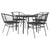 5 Piece Garden Dining Set with Cushions Black Poly Rattan Glass