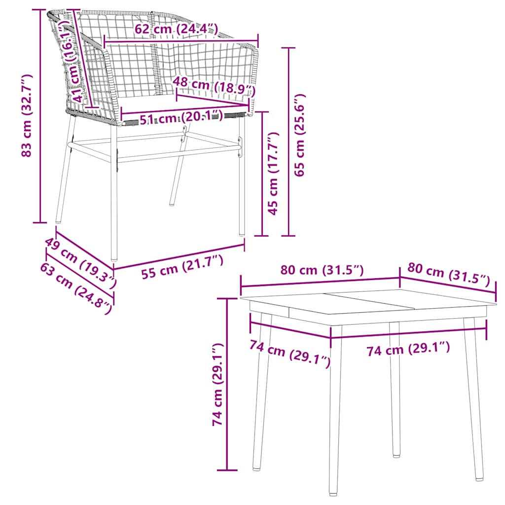 5 Piece Garden Dining Set with Cushions Black Poly Rattan Glass