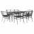 7 Piece Garden Dining Set with Cushions Black Poly Rattan Glass