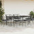 7 Piece Garden Dining Set with Cushions Black Poly Rattan Glass