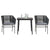 3 Piece Garden Dining Set with Cushions Black Poly Rattan Glass