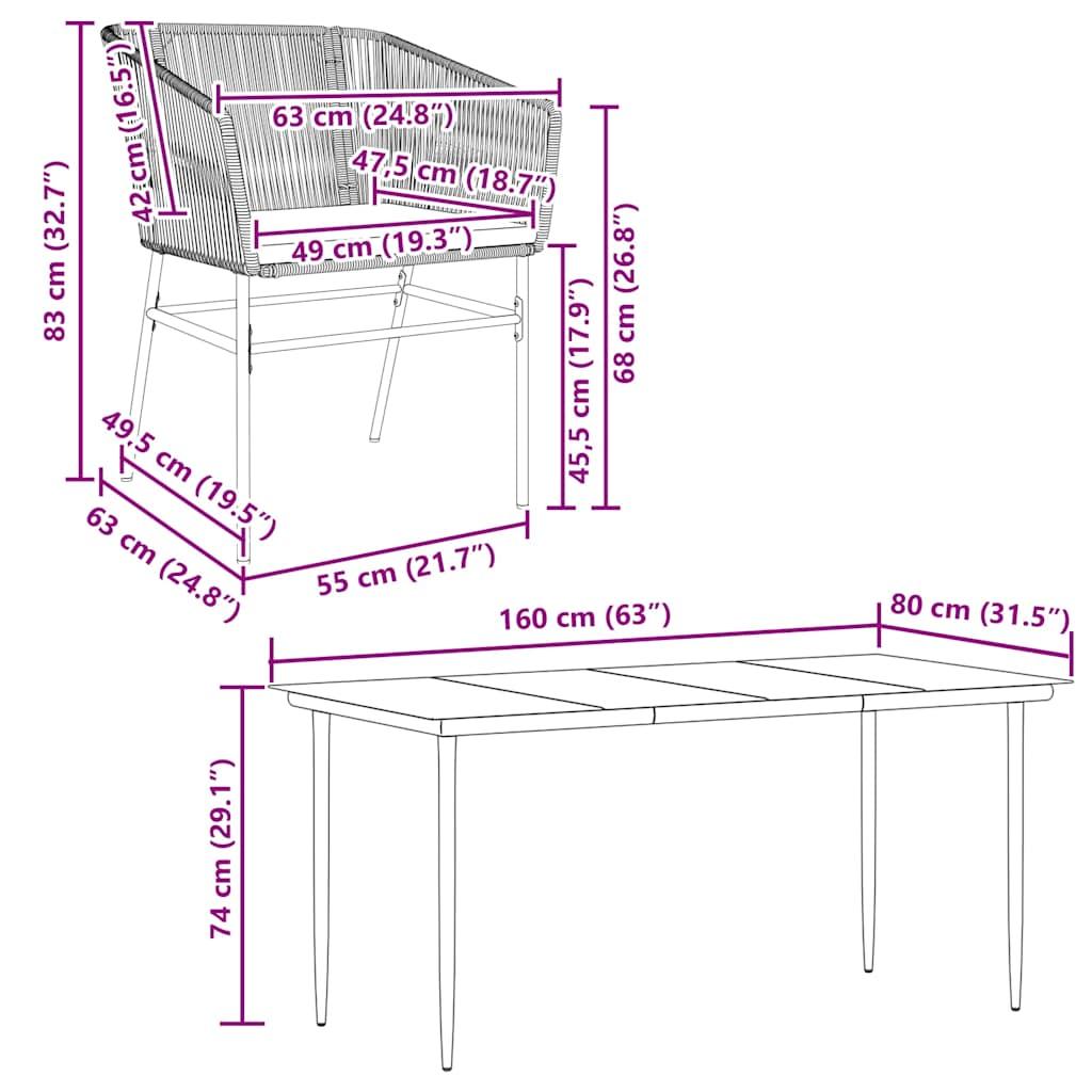 5 Piece Garden Dining Set with Cushions Black Poly Rattan Glass