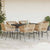 7 Piece Garden Dining Set with Cushions Brown Poly Rattan Glass