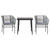 3 Piece Garden Dining Set with Cushions Grey Poly Rattan Glass