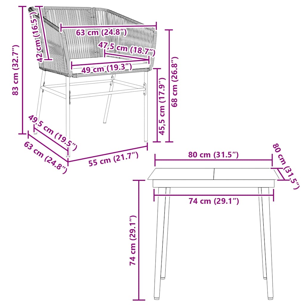 3 Piece Garden Dining Set with Cushions Grey Poly Rattan Glass