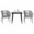 3 Piece Garden Dining Set with Cushions Grey Poly Rattan Glass