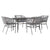 5 Piece Garden Dining Set with Cushions Grey Poly Rattan Glass