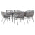 7 Piece Garden Dining Set with Cushions Grey Poly Rattan Glass