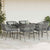 7 Piece Garden Dining Set with Cushions Grey Poly Rattan Glass