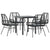 5 Piece Garden Dining Set with Cushions Black Poly Rattan Glass