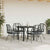 5 Piece Garden Dining Set with Cushions Black Poly Rattan Glass