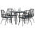 5 Piece Garden Dining Set with Cushions Black Poly Rattan Glass