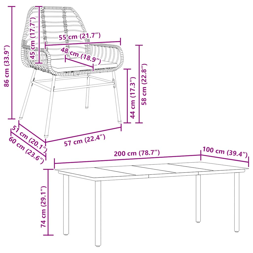 9 Piece Garden Dining Set with Cushions Black Poly Rattan Glass