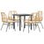 5 Piece Garden Dining Set with Cushions Brown Poly Rattan Glass