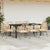 9 Piece Garden Dining Set with Cushions Brown Poly Rattan Glass