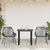 3 Piece Garden Dining Set with Cushions Black Poly Rattan Glass