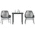 3 Piece Garden Dining Set with Cushions Black Poly Rattan Glass