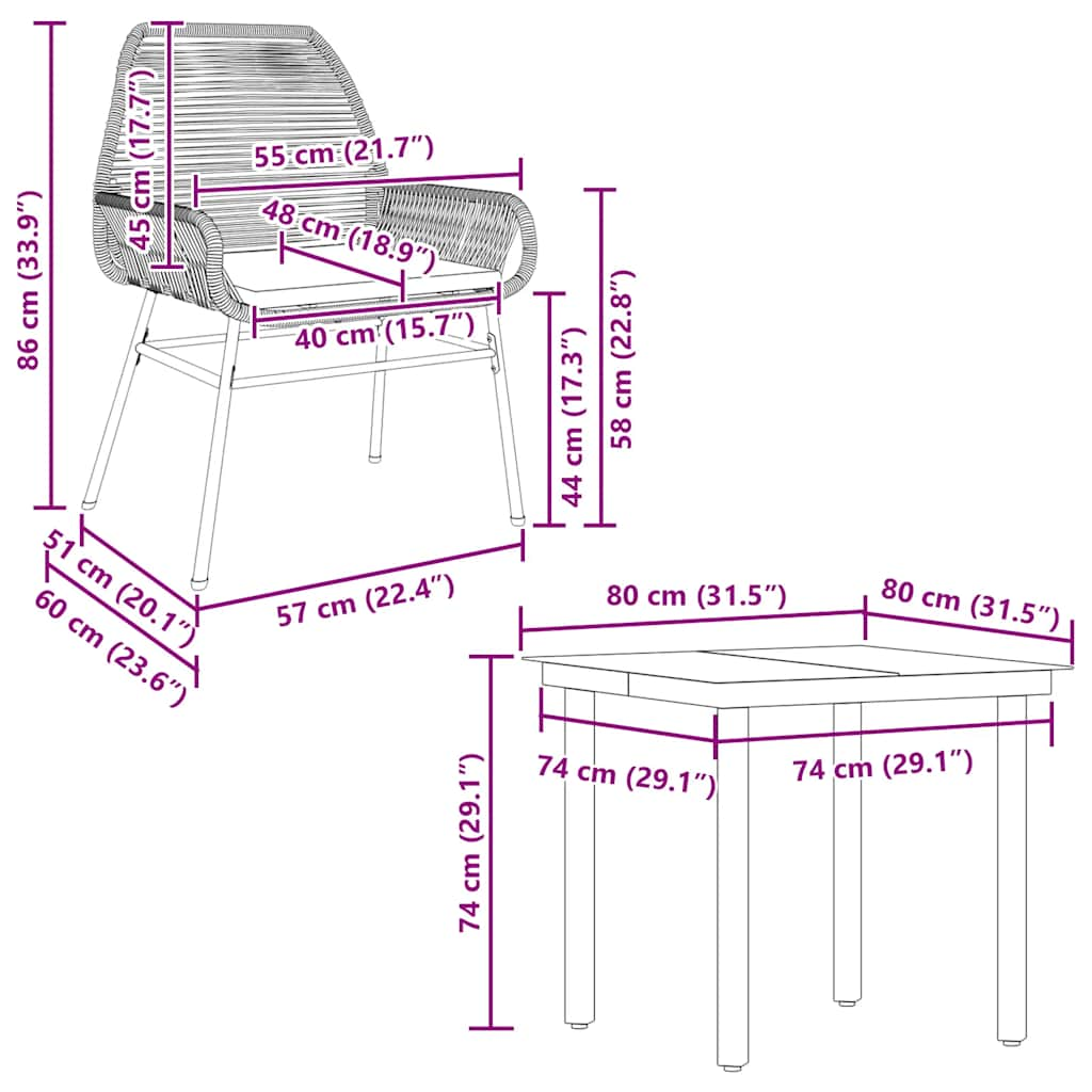 5 Piece Garden Dining Set with Cushions Black Poly Rattan Glass