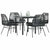 5 Piece Garden Dining Set with Cushions Black Poly Rattan Glass