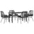 5 Piece Garden Dining Set with Cushions Black Poly Rattan Glass