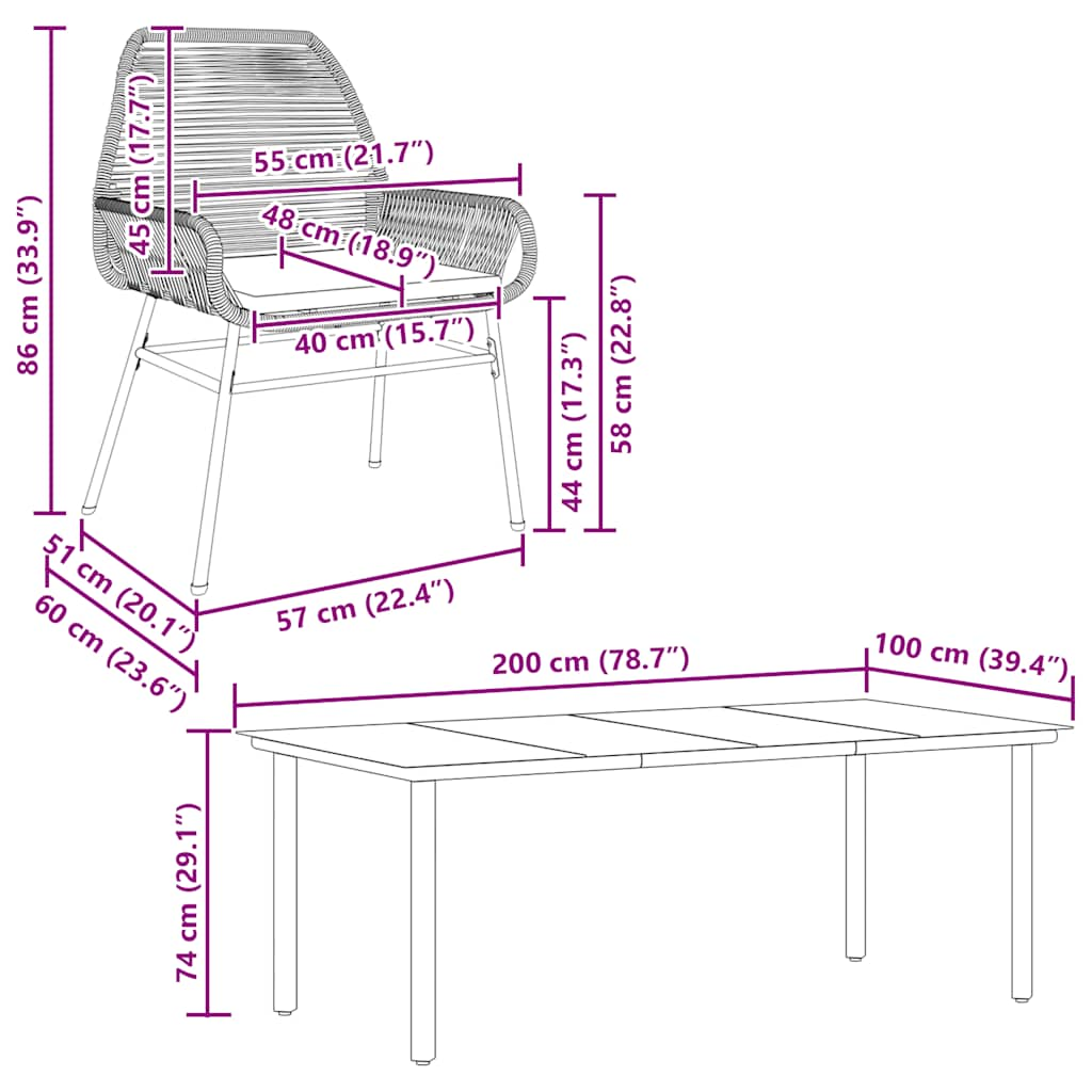 7 Piece Garden Dining Set with Cushions Black Poly Rattan Glass