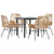 5 Piece Garden Dining Set with Cushions Brown Poly Rattan Glass