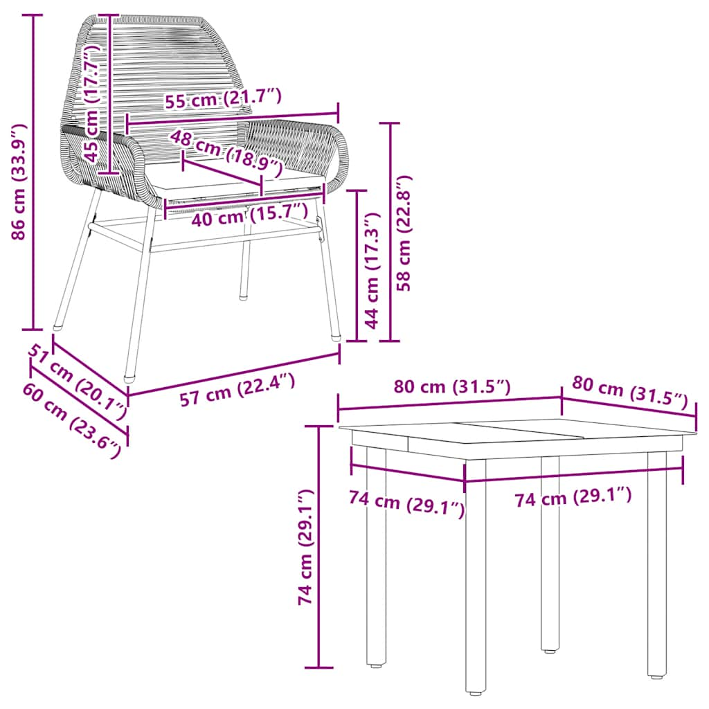 5 Piece Garden Dining Set with Cushions Brown Poly Rattan Glass